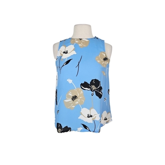 Who What Wear Blue Floral Sleeveless Blouse - Picture 1 of 6